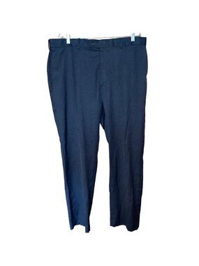 Perry Ellis Portfolio Mens Dress Pants 40x30 Dark Gray Slim-Fit Flat-Front